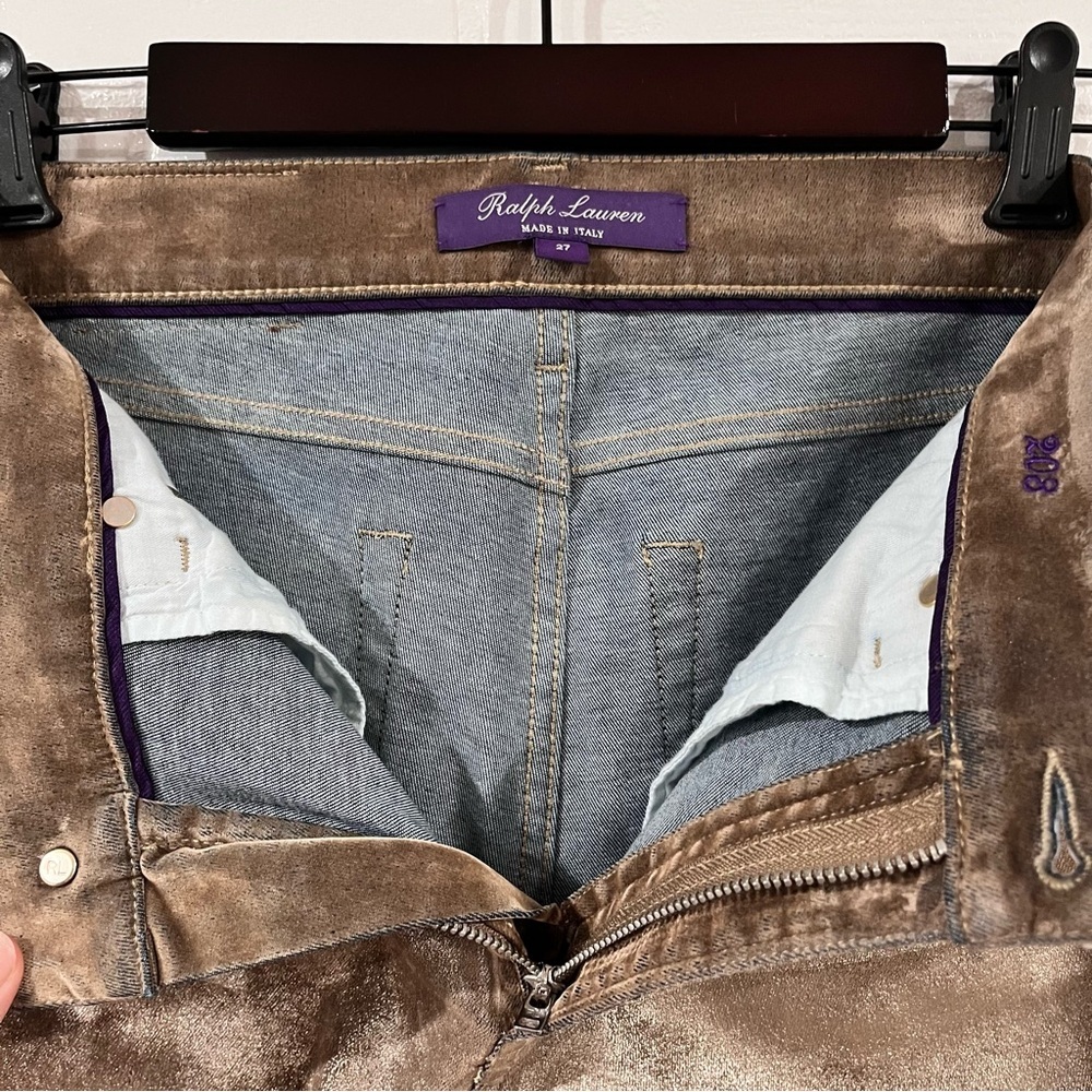 Ralph Lauren Purple Label Collection Metallic Gold Boot Cut Jeans Made in Italy - Picture 15 of 17
